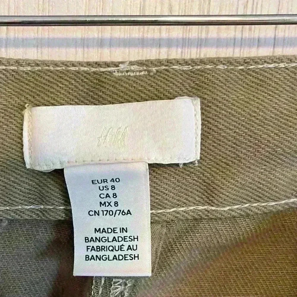 H&M Cargo Pants Women's Size 8 EUR 40 Tan Khaki Utility Pockets 100% Cotton - Picture 2 of 4